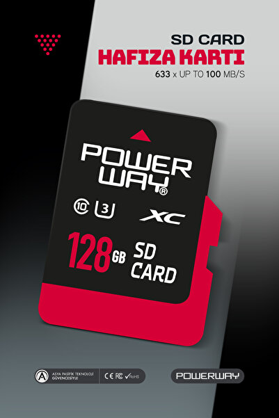 POWERWAY 128 GB Hafıza Kartı Adaptör Dahil