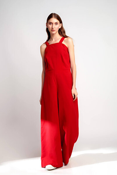 OEMS Red Velvet Fusion Linen Jumpsuit - XS