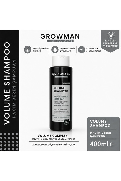 growman Volumizing Shampoo 400 ml – Volume & Strengthening Effect for Fine Hair