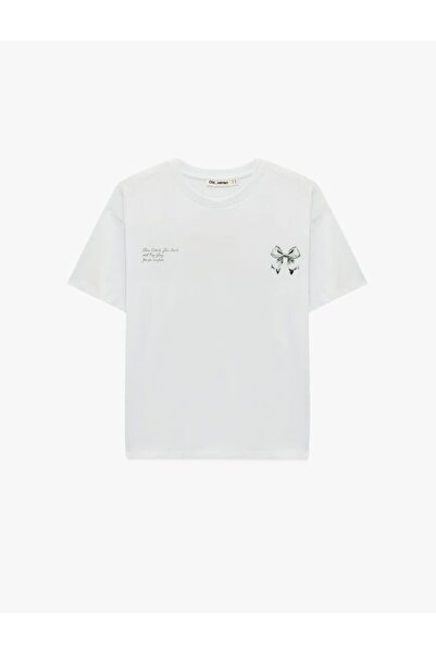 Koton Printed on the Back, Comfortable Fit, Short-Sleeved, Crew-Neck Cotton T...