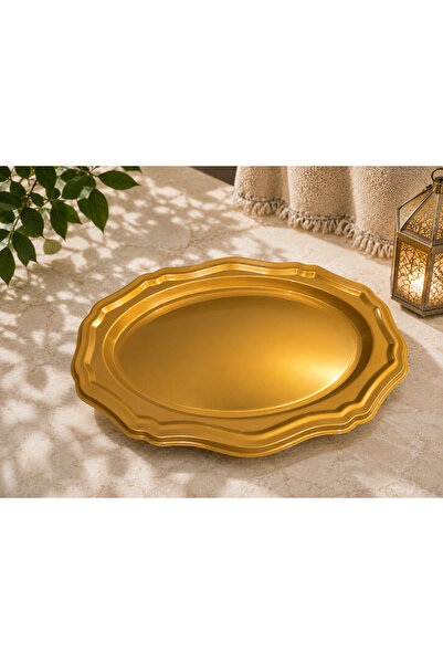 Saudia Number (4 Plates) Luxury Gold Plastic Serving Dish - Elevated in the M...