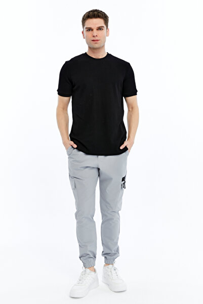 trender Waffle O Neck Men's T-Shirt 2709 Black