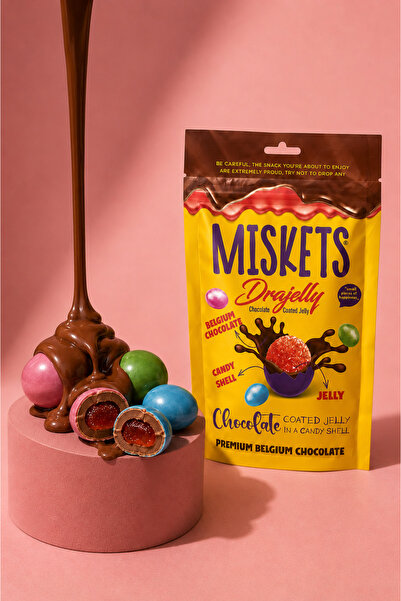 Miskets Renkli Şeker ve Sütlü Çikolata Kaplamalı Drajelly 120 gr x 3 Adet