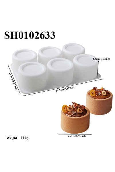 Choice SH0102633 6 or 12 Cells Cylindrical Pudding Cup Design Silicone Cake M...