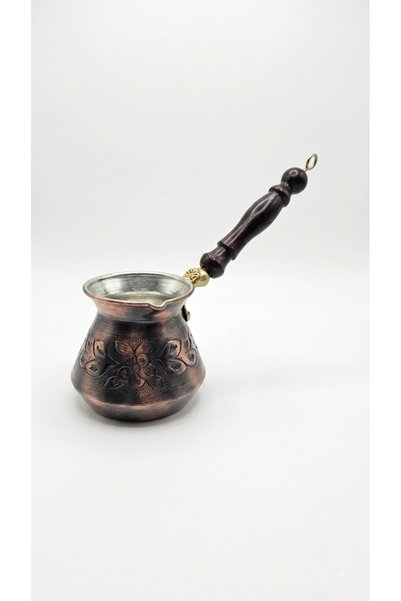 Zinnun Oksidian Series Copper Oxidized Engraved Coffee Pot for 3-4 People