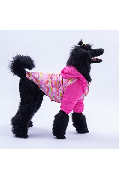Pawstar Florence Daisy Pink Daisy Patterned Large Breed Dog Coat Dog Raincoat...