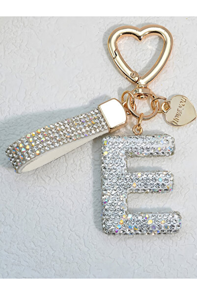 Choice سلسلة مفاتيح E Shining Diamond Inlay بحرف إنجليزي أولي (26 حرفًا) للسي...