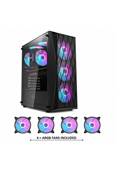 Dark Flash DK352 Mesh ATX/M-ATX/ITX Gaming PC Case, 4 ARGB Fans, 360mm Radiat...
