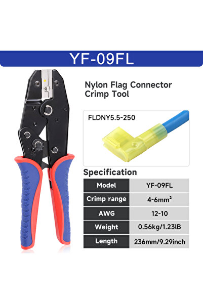 Choice3 YF-09FL Flag Terminal Crimping Tools L-Shaped Insulated/Non-Insulated...