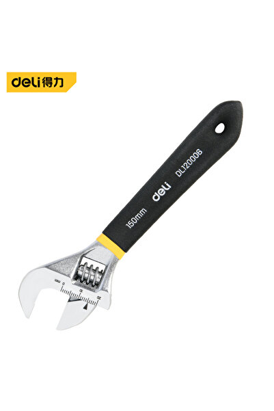 Deli DL120006 Adjustable Wrench Universal Spanner Dip Plastic Carbon Steel Me...