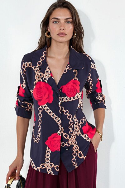 Hiccup Msn Floral Patterned Crepe Buttoned Shirt