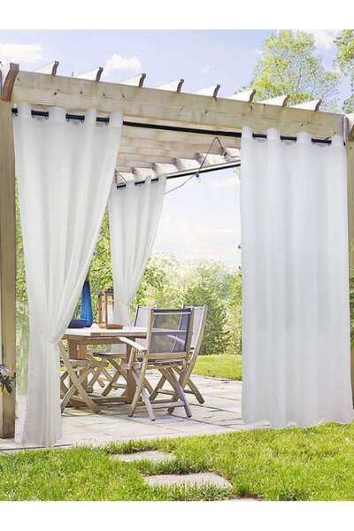 Choice Grommet Top 132x213cm white Waterproof Outdoor Sheer Curtains Panels f...