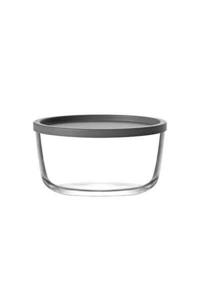 LAV Round Cam Saklama Kabı Tekli Küçük Boy 380 ml Yuvarlak Gri Plastik Kapakl...