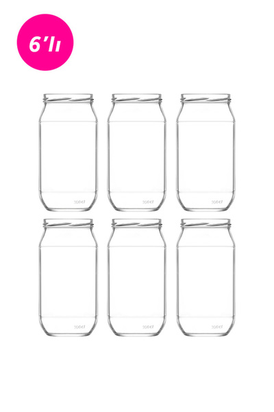 LAV Mercan Cam Kavanoz 6'lı Büyük Boy 1000 ml Metal Kapaklı (Erzak Saklama/Tu...