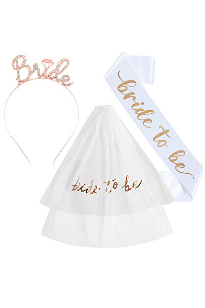 Choice1 D 3pcs/set Bridal Party Accessories Bride Sash With Tiara And Veil Fo...