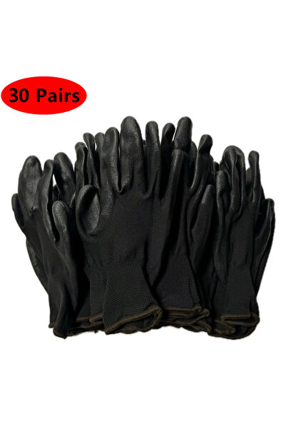 Choice XL Black 30 pairs 10/30 Pair Logo Free Polyurethane Gloves Safety Work...