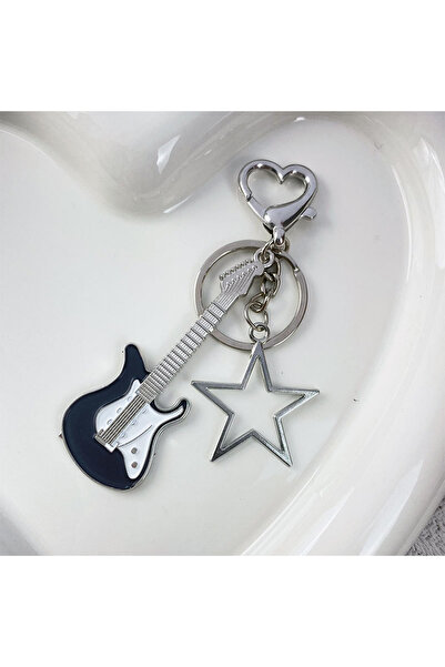 Choice Black B ZAKOL Y2k Guitar Love Heart Key Chain for Men Women Cool Penta...