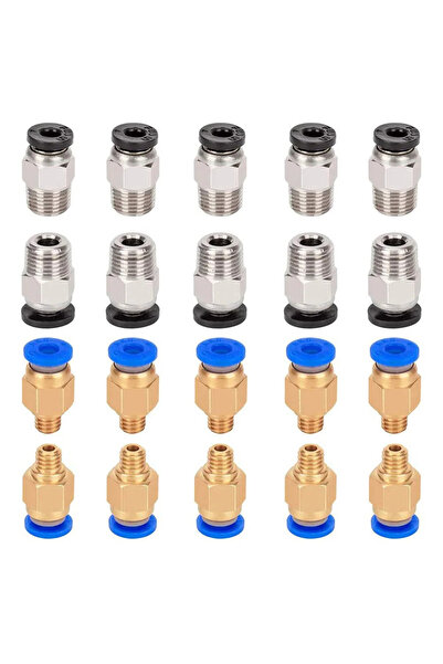 Choice1 20Pcs Mixed Size 10Pcs PC4-M6 PC4-M10 Pneumatic Fitting PC4-M10 for C...