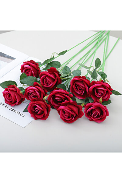 Choice6 Rose Red 5Pcs Rose Artificial Flowers Bouquet Silk Fake Flower for Ho...
