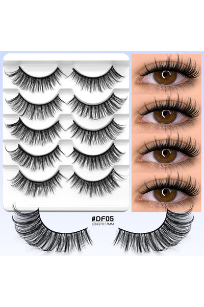 Choice4 5 Pairs-DF05 Lasvirey Cat Eye Lashes Natural Manga False Eyelashes Cl...