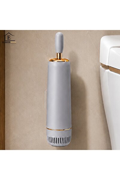 Elindor ®   Set perie de toaletă din silicon, pentru baie, gri, auriu
