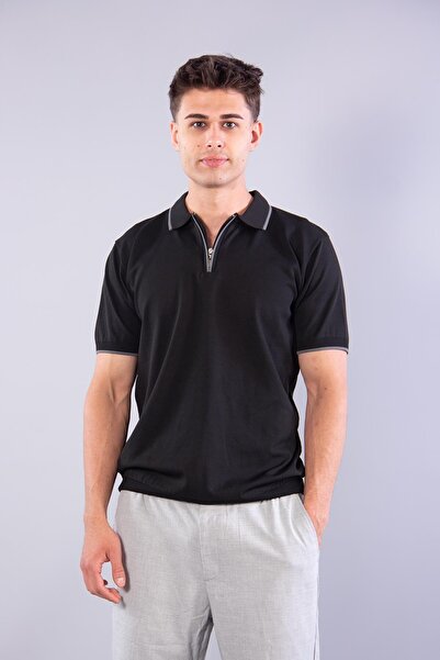 Mckanzie 103 Polo Shirt with Zipper on the Sleeves and Striped on the Collar