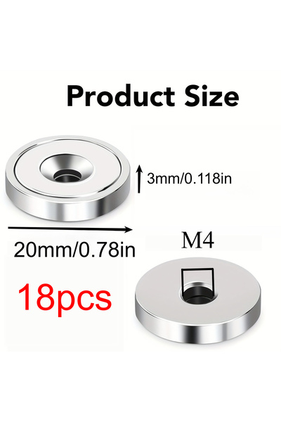 Choice3 مغناطيس ثلاجة قوي بفتحة غاطسة 20x3mm-M4-18pcs 15x3-M4/15x5-M4/20x3-M4...