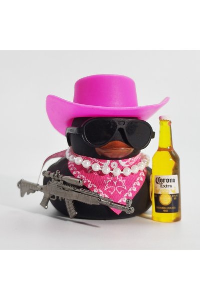 Choice1 Pink Black Cowboy Duck Car Ornament for Jeep Duck Car Dashboard Decor...