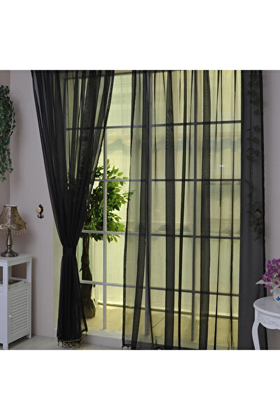 Choice6 Black Transparent Window Gauze Solid Color Wedding Glass Gauze Househ...