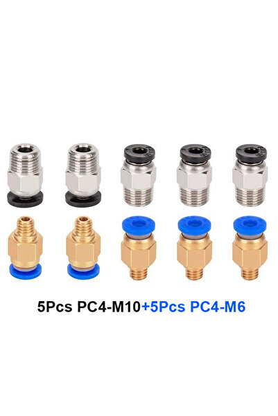 XMSJ 10 قطع مقاسات مختلطة 10 قطع PC4-M6 PC4-M10 وصلات هوائية PC4-M10 لـ Creal...