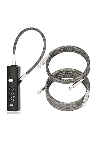 Choice black Steel Cable Combination Lock, Comes with Three -Coated Steel Wir...