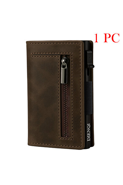 Choice1 Coffee Rfid Blocking Holder Men Wallet Luxury Pop Up Slim Thin Minima...