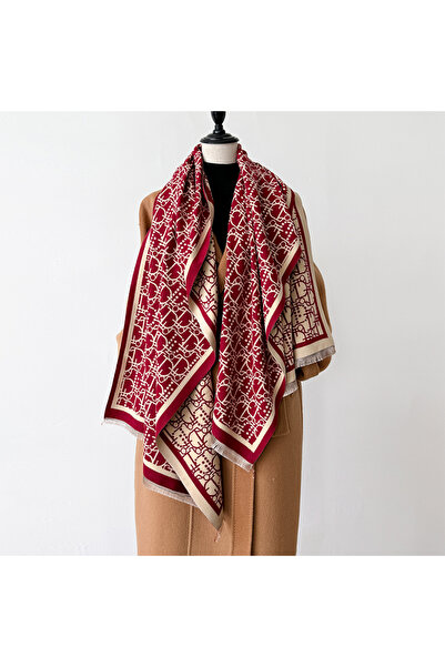 Choice1 wine red New Letter Design Winter Warm Cashmere Jacquard Scarves High...
