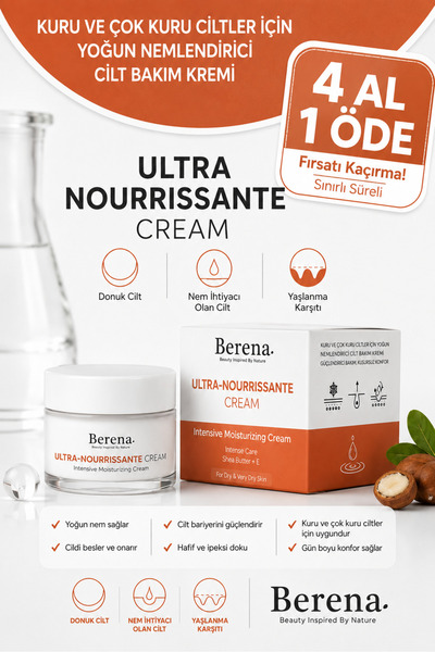BERENA Kuru Ve Çok Kuru Ciltler Için Nemlendirici Bakım Kremi 50 ml