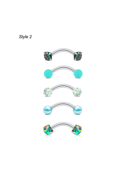 Choice1 Curved barbell Face 1.2x8mm Eyebrow Jewelry Style 2 5pcs Elegant 16G ...