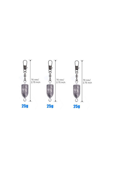Choice 25g 3Pcs Fishing Sinkers Weights Bullet Sinker Rolling Swivel with Int...