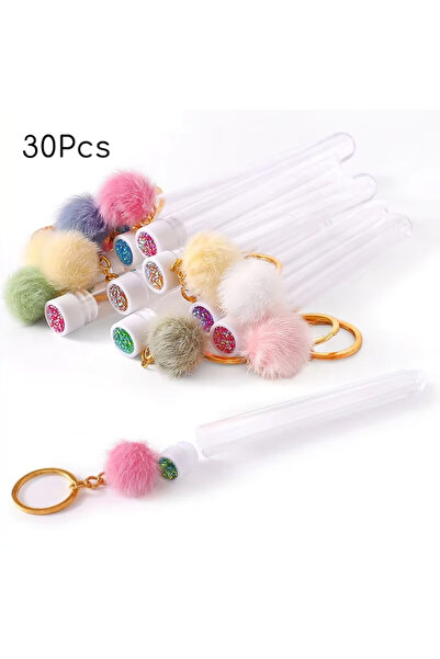 Choice4 30pcs 50/10/5Pcs Eyelash Brush Tube With Gold Keychain & Fluffy Fur P...