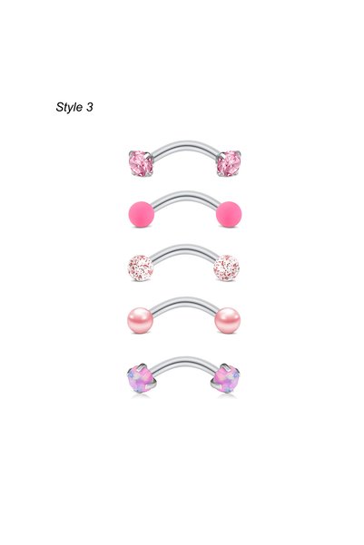 choice2 Curved barbell Face 1.2x8mm Eyebrow Jewelry Style 3 5pcs Elegant 16G ...