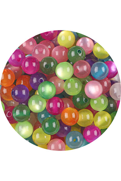 Choice18 7# style5 100pcs pack Resin Imitation Cat Eye Round Beads ColorfulSt...