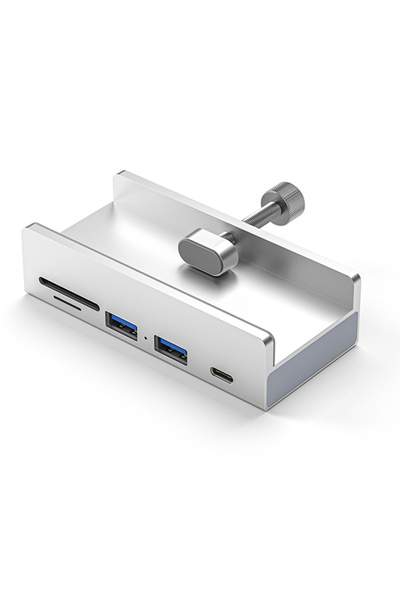 Choice قارئ بطاقات USB من الألومنيوم الفضي من النوع C بأربعة منافذ USB 3.0 HU...