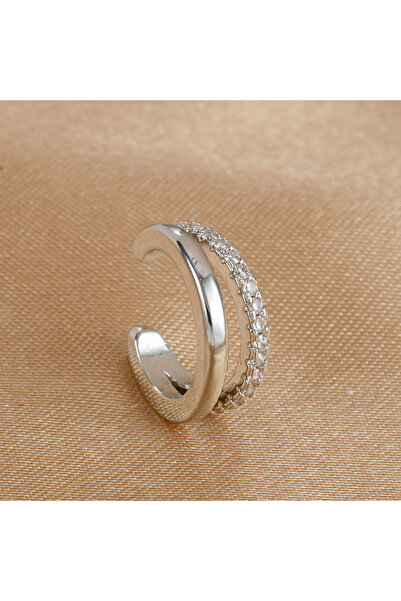 Choice E1126-Silver-White 1PC Stainless Steel Zircon Clip Earrings Female Buc...