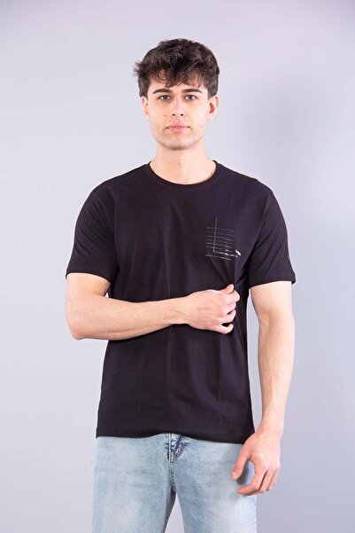Mckanzie 7410 Tricou cu guler rotund, imprimat cu linie injectată pe pieptul ...