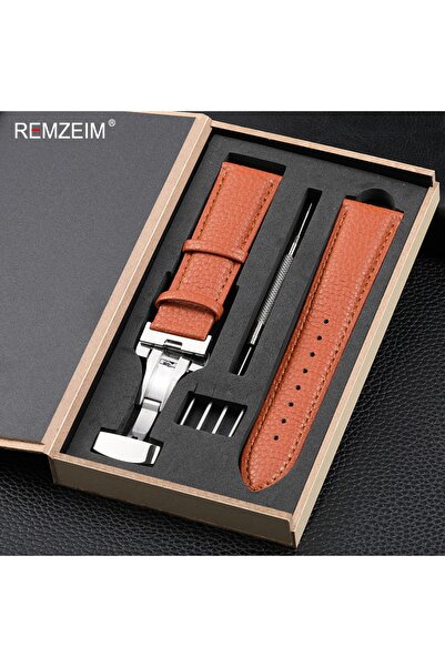 Choice8 20mm light brown Litchi Pattern Design Leather Wrist Band 18mm 20mm 2...