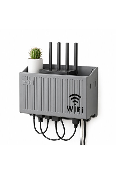 Go İthalat Duvar Tipi Wi-Fi Modem Saklama Kutusu Kablo Düzenleyici Router Raf...