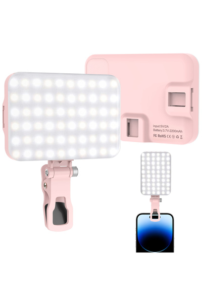 Choice Pink LED Selfie Light 60 High Power Rechargeable Clip Fill Video Light...