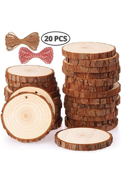 Choice 9-10cm 1cm 20PCS Natural Wood Slices Craft Wood Kit with Hole Wooden C...