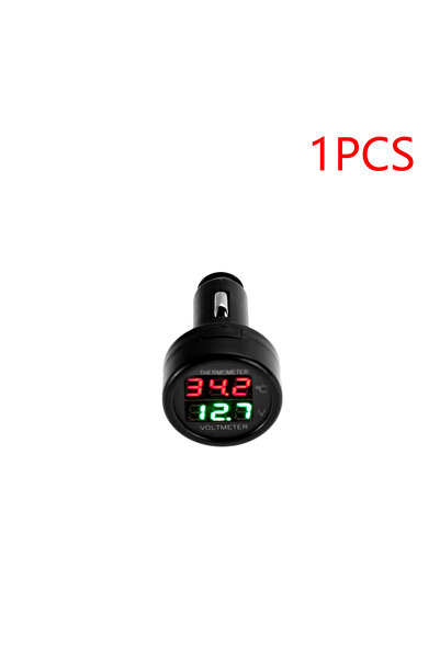 Choice1 Red Green 1PC 2 IN 1 12V 24V Car Voltmeter Thermometer Cigarette Ligh...