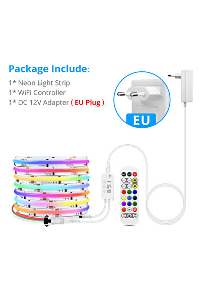 Choice 5M Kit DC 12V European Power Plug Tuya Smart WIFI RGBIC COB LED Strip ...