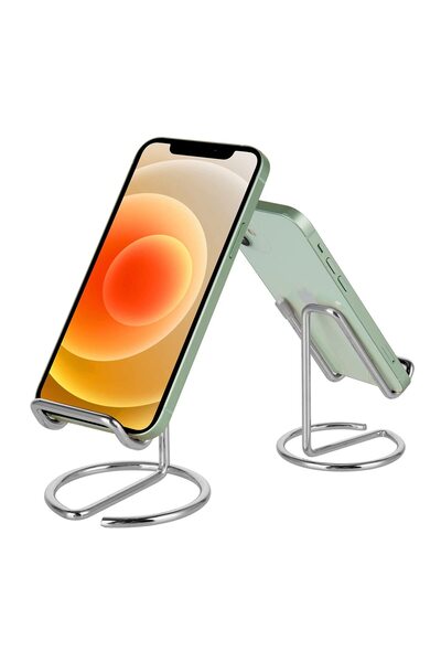 Choice1 Silver Cell Phone Stand for Desk, Business Card Holder,Cute Metal Cel...