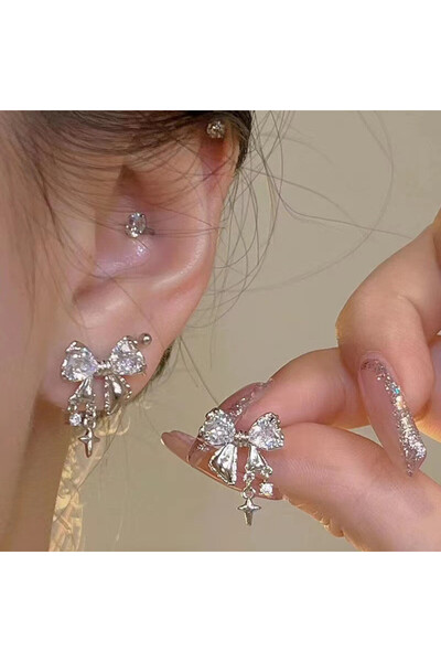 Choice AY 5690001 New Y2K Bowknot Zircon Stud Earrings for Women Fashion Kore...